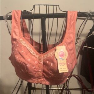 Pink Embroidered Button-Front Bralette